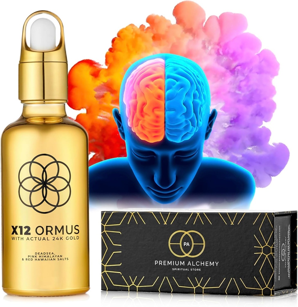 Ormus Monoatomik Altın Yoğun X12 - Gerçek Alchemistler tarafından yapılan Sıvı Altın - 24k Yiyecek-Grade, Dead Sea & Himalaya Salt – Destekler Pineal Gland, Lucid Dreaming, Meditasyon
