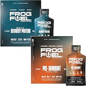 Frog Yakıt Düzenli Protein & Ultra Pre Workout Shot Sche, 1500 mg Beta Alanine, 15g Protein Nano-Hydrolyz Grass Fed Collagen, Pre & Post Workout, 1.2 oz Packets, 48 Pack