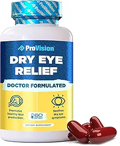 Omega 3 Kuru Eye Supplements by ProVision - Eye Vitamins for Kuru Eyes with Omega 3 Supplement - Eye Support için Omega 3 Fish Oil - ProVision Kuru Göz Yardımı - 60 Softgels