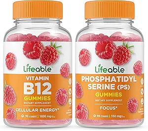Lifeable Vitamin B12 + Phosphatidylserine (PS), Gummies Sche - Great Tasting, Vitamin Supplement, Gluten Free, GMO Free, Chewable