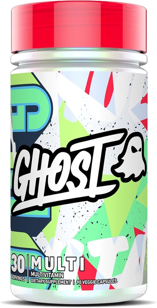 GHOST Multi Multivitamin for Men & Women, 90 Κάψουλες - Φορτωμένο με 21 Βιταμίνες, Ορυκτά & Βασικά Θρεπτικά συστατικά - Βιταμίνη Α, Βιταμίνη C, Βιταμίνη D, Βιταμίνη Ε & Ψευδάργυρο - Χωρίς Γλουτένη, Σόγια & Ζάχαρη, Vegan