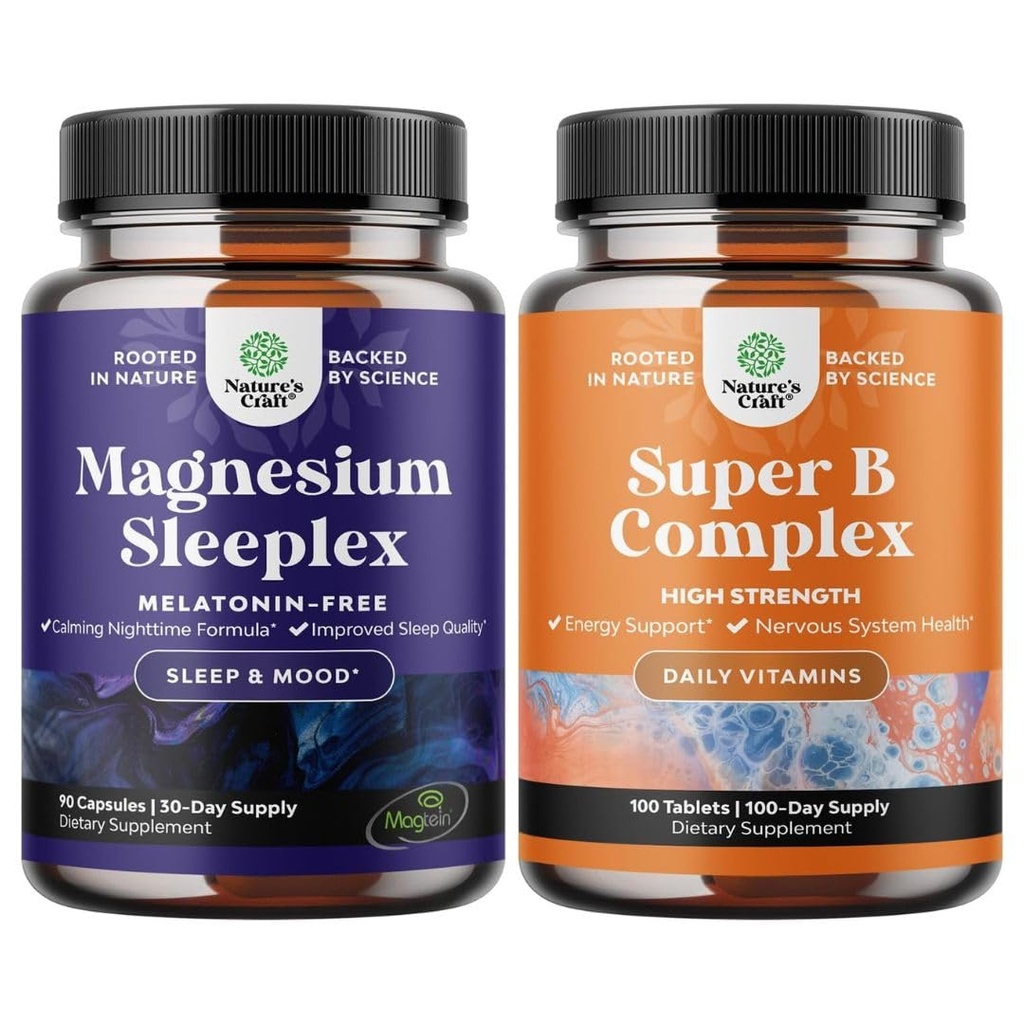 Yüksek Abhidrasyon Magnezyum Sleep Supplement - Melatonin-Free Calm for Magnezyum Sleep and Vitamin B Kompleks Yetişkin Multivitamin for Immune Support Mood Boost and Memory Supplement