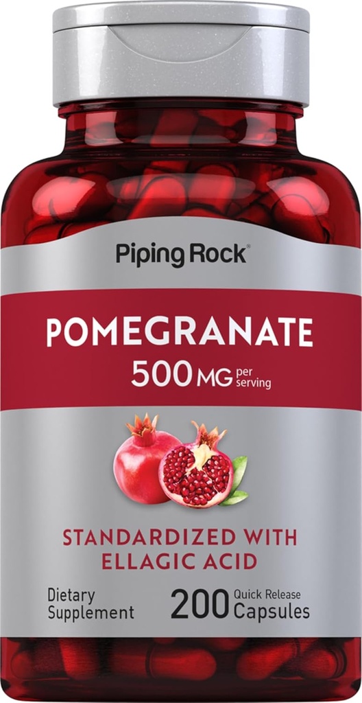 Piping Rock Pomegranate Extract | 500 mg | 200 Capsules | Standardized with Ellagic Acid | Non-GMO, Gluten Free Supplement Supplement Supplement