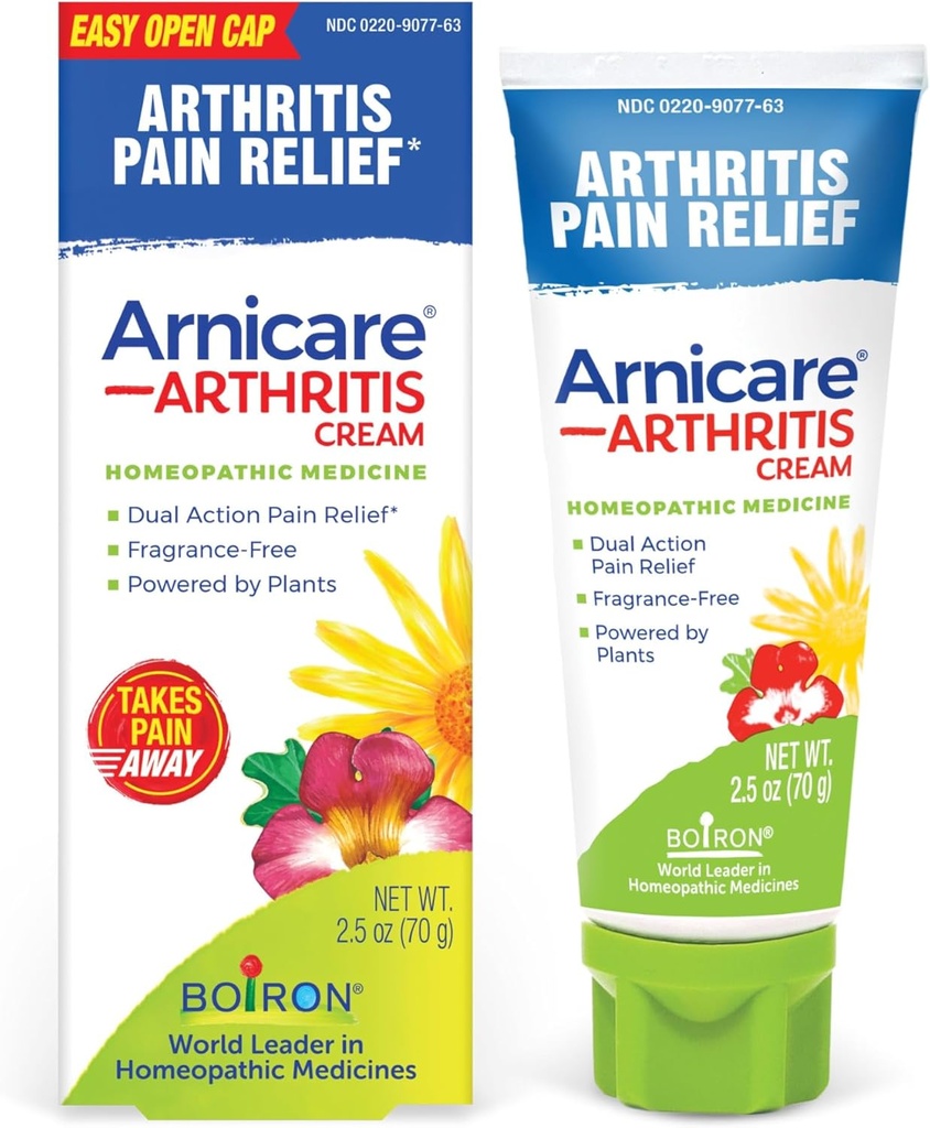 Boiron Arnicare Arthritis Cream for Pain Relief of Dizs, Hands, Biles, Elbows, Ortaklar ve Kaslar - Hızlı Absorbed & Fragrance-Free - 2.5 ozz