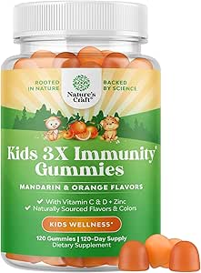 Natures Craft Organic Kids Immune Support Gummies - Vegan Organik Vitamin D Gummies for Kids with Vitamin C and çinko for Immunity - D3 çinko ve C Gluten Free & Non GMO (120 hizmet)