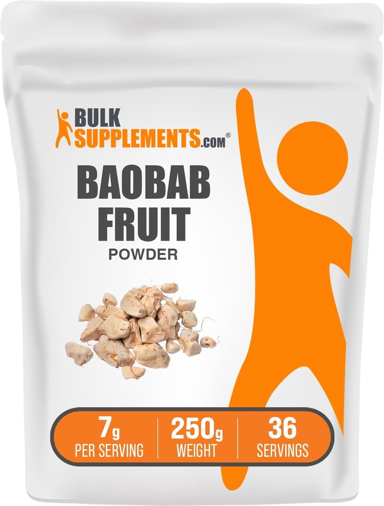 BulkSupplements.com Baobab Fruit Toz - Baobab Supplement, Antioksi Supplement - Gluten Free, 7g per Service, 250g (8.8 oz) (Pack of 1)