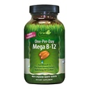 Irwin Naturals One-Per-Day Mega B-12 1,500mcg High Potency Mecobalamin Vitamini - MCT + Asya Macintosh - Doğal Enerji Boost - 60 Sıvı Softgels
