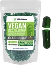 XPRS Nutra Boyutu 1 Boş Kapsüller - 100 Kont Boş Vegan Capsules - Vejetaryen Pills - DIY Sebze Kapsülü - Veggie Pill Caps for Do-It- Yourself Supplements (Forest Green)