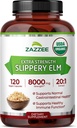 Zazzee USDA Organik Terpery Elm Bark 20:1 Ekstraksiyon, 8000 mg Güçlü, 120 Vegan Capsules, 4 Ay Supply, Standardized, Interd 20X Extract, 100% Vegetarian, All- Natural, Non-GMO, Made in the USA