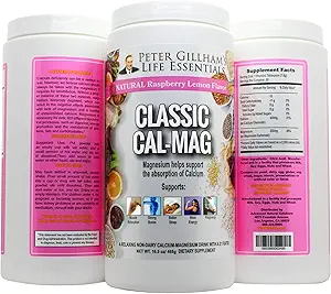 Classic Cal-Mag Toz Raspberry Lemon, Original 2:1 Formula, 16.5oz (60 Hizmet) Uyku veStress Aid, Kas Rahatlama, Leg Cramps, Bones & Teeth için. ABD'de Made in the USA