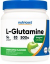 Nutricost L-Glutamine Toz Supplement (Green Apple) 500g - Gut Support, Stevia - Gluten Free, Non GMO