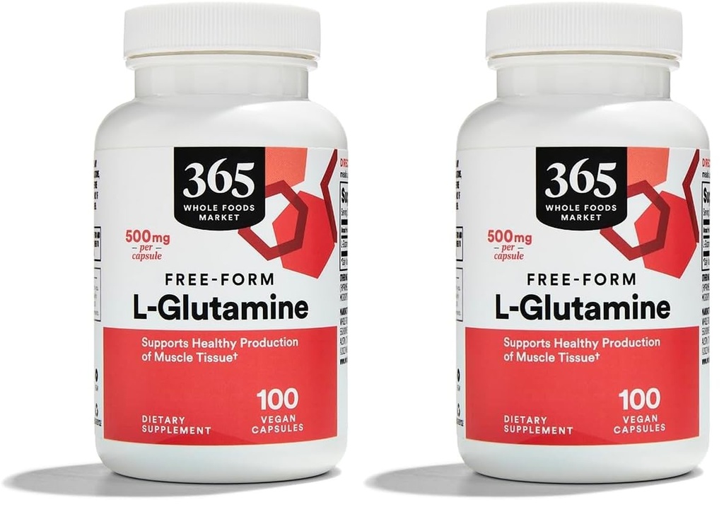 Ολόκληρη η αγορά τροφίμων, L Glutamine 500Mg Veggie Caps, 100 Count (Pack of 2)