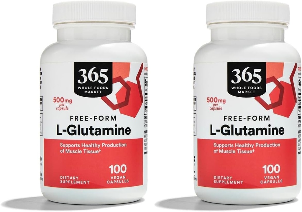 Tüm Gıdalar Pazarı, L Glutamine 500Mg Veggie Caps, 100 Count (Pack of 2)