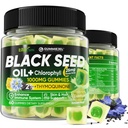 Black Seed Oil Gummies & Chlorophyll, Biotin 500mcg with Hydrolyzed Collagen, Raw Manuka Honey, Organic Cold Pressed - Ultimate Abors for Skin, Hair & Nails, Digestive, General Health, 1 Pack