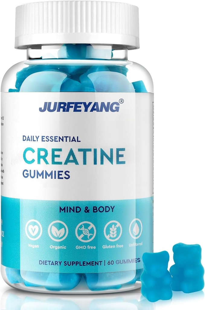 NutraBits Creatine Monohydrate Gummies, 5g Creatine Monohydrate Per Serving - Χωρίς ζάχαρη ή τεχνητά χρώματα, Vegan & Hanal - άρωμα βατόμουρο - 60 Gummies