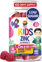 Çocuklar için çinko Gummies - Çocukların Immune Desteği için Chewable Çinko Gummy Supplement - Low Sugar Natural Antioksi Non-GMO Vitamini Toddler & Gençler için Faydalı - 60 Gummies