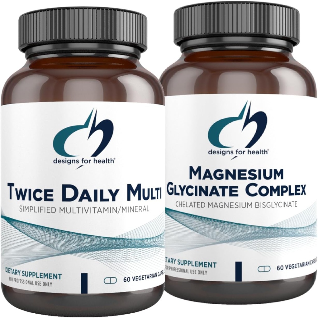Sağlık Magnezyum Glycinate Kompleksi (60 Capsules) ve iki Günlük Multi (60 Capsules) Glycinate Kompleksi (60 Capsules) için tasarımlar - Folate & High Abxia Magnezyum Supplement ile Premium Multivitamin