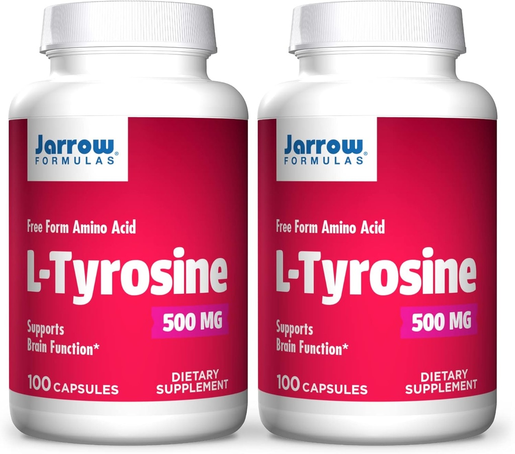 Jarrow Formulas L-Τυροσίνη 500 mg - 100 Κάψουλες - Υποστηρίζει τη λειτουργία του εγκεφάλου - Νευροδιαβιβαστής εγκεφάλου - Δωρεάν μορφή Αμινοξέος - Περιέχει καθαρό κρύσταλλο L-Τυροσίνη - 100 εξυπηρετούν