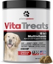 Vita Treats - Σκύλος Βιταμίνες και συμπληρώματα - Λάδι κάνναβης για σκύλους - Γλυκοσαμίνη Χονδροϊτίνη για σκύλους - Ωμέγα 3 ιχθυέλαιο για το δέρμα & το παλτό - Προβιοτικά - Σκύλος Joint Συμπλήρωμα - 120 Dog Multivitamin Chews