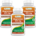 En İyi Doğallar Magnezyum 425 mg 180 Veggie Capsules - Yüksek Abvitamin Magnezyum Glycinate & Magnezyum Oksit Chelated, Non-GMO, Gluten Free Muscle Relax (180 Kont)