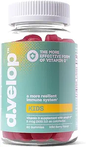 D. Geliştirme Vitamin D Çocuklar Gummies -60 Kont, 600 IU - Çocuklar Immune Desteği - 3X Faster & More Etkili - Yapay Flavors veya Sweeteners - Süt-Free – Wild Berry Flavor - Kids D for Ages 4+