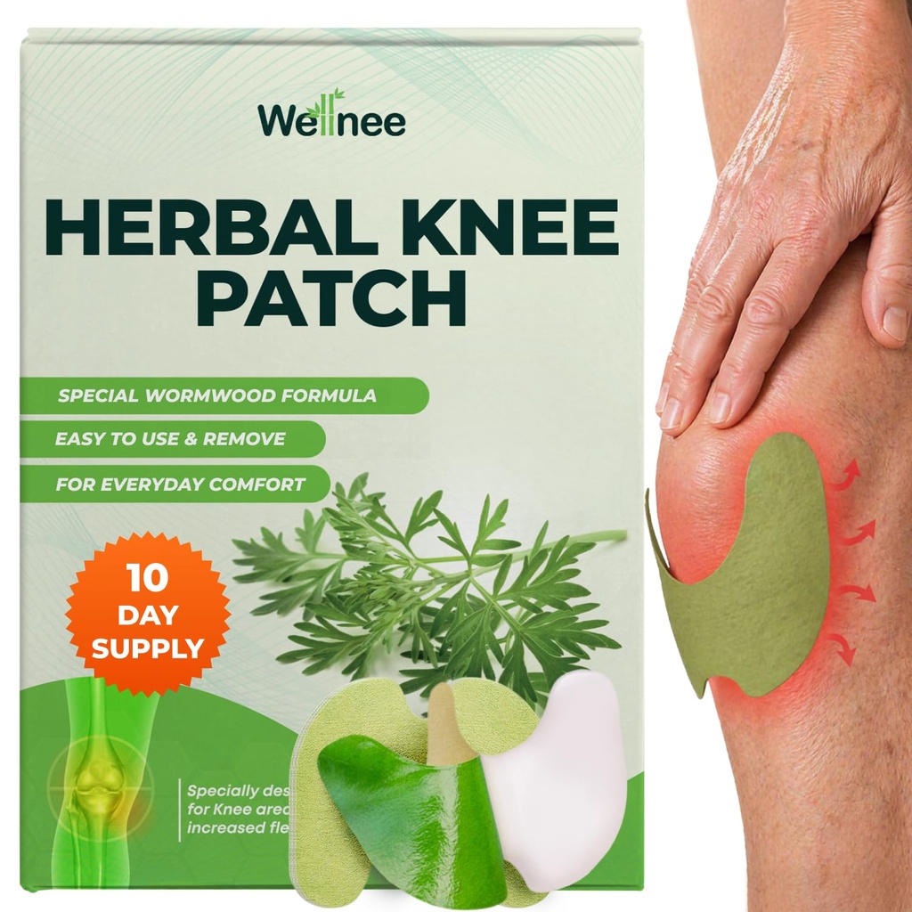 Wellnee Original Herbal Diz Patch - Wellknee Heater for Diz Support & Muscle Pain - Geçici bir Yardım için maksimum Güç - Kumaşı Parası Için Doğal Herbs ile Yaptı (10 Pads)