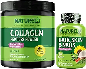 NATLO Saç, Skin ve Nails Multivitamin, 60 Kont Collagen Peptide Toz, 45 Hizmetler