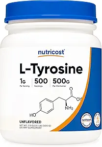 Nutricost L-Tyrosine Powder 500 Grams - Pure L-Tyrosine Powder 1000mg Per Serving