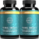 Primal Harvest Omega 3 Fish Oil Supplements, 30 Yumuşak Gels Capsules w / 1000 mg EPA + DHA Supplements, No Fishy Burps Non-GMO Omega 3 Fatisi, 2 Pack