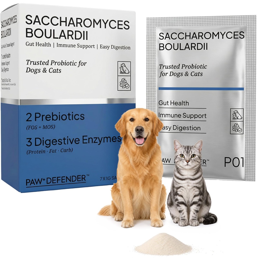 Probiotics for Dogs & Cats, Cat & Dog Probiotics for Digestive Health with Prebiotic & Enzymes and S. Boulardii, Probiotic Powder Support for Occasional Diarrhea, Gut Health & Immunity, 7 Packs