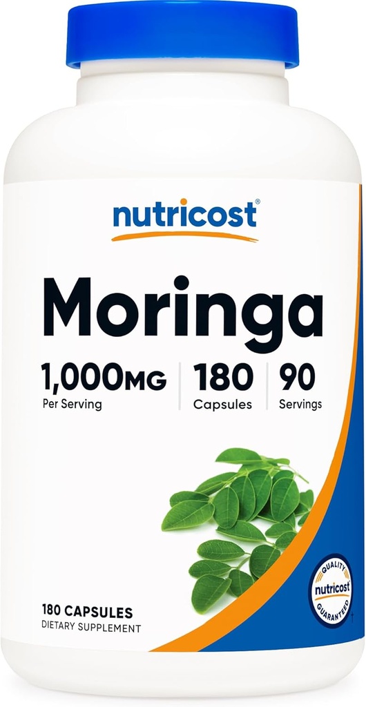 Nutricost Moringa Capsules 500 mg, 180 Capsules (90 hizmet) - Vegetarian Capsules, Non-GMO, Gluten Free Free