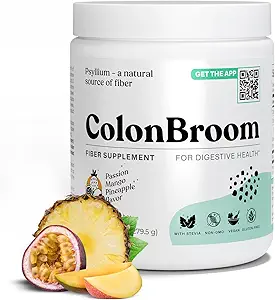 ColonBroom Psyllium Husk Powder with Stevia (Tropical Fruits) - Cleanse Colon for Bloating Relief & Gut Health - Colon Broom Fiber Powder Drink - Vegan Fiber Powder Stevia Supplement, 100 Servings