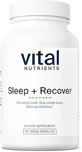 Vital Nutrients Sleep + Recover - Vegan Supplement - Uyku Desteği - Melatonin, Ashwagandha & L-Theanine - Gluten, Dairy & Soy Free - 90 Capsules