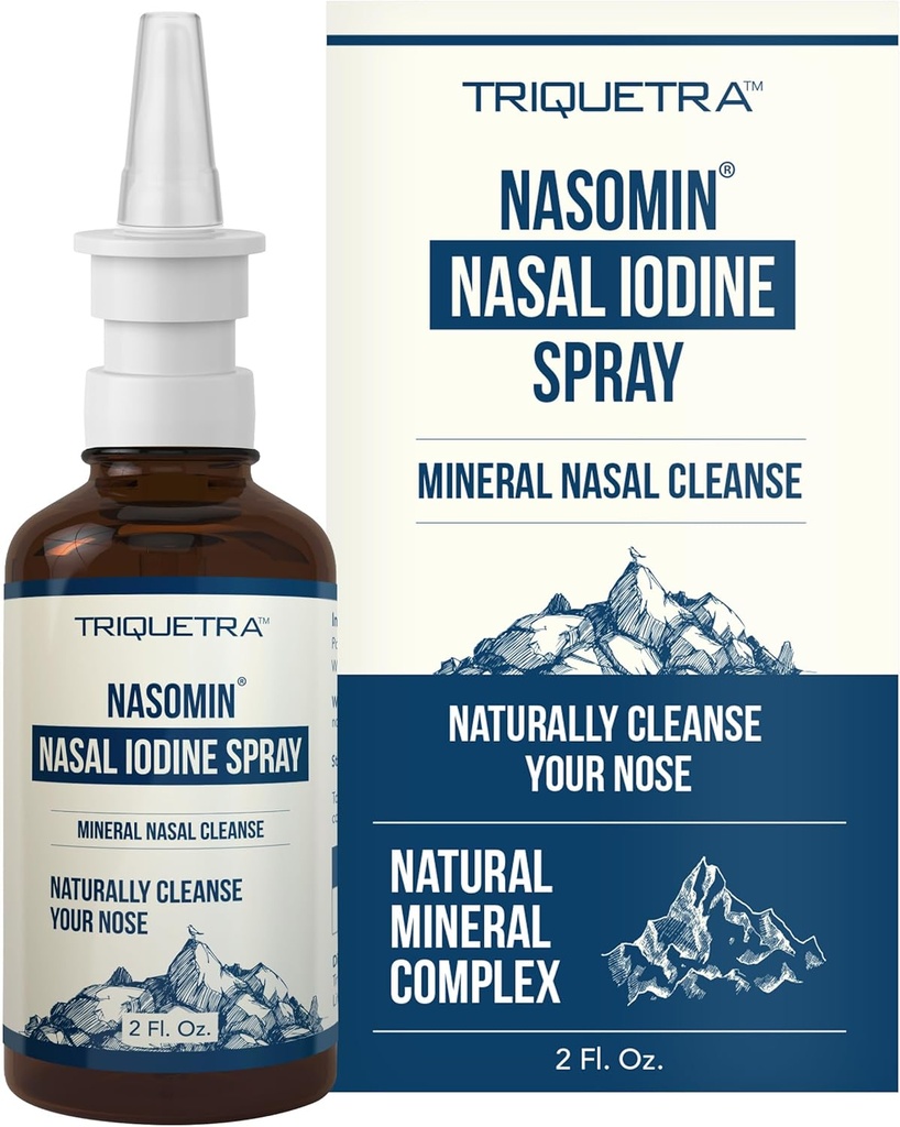 Nasomin® Iodine Nasal Mix - Temizler ve Nasal Geçmelerinizi Yeniden Dönüştürüyor - Iodine & Fulvic Acid Mix - 150+ Şişede Kullanımı - 100% Doğal Mineral Formula - (2 oz. Şişe + Nasal Mixer)