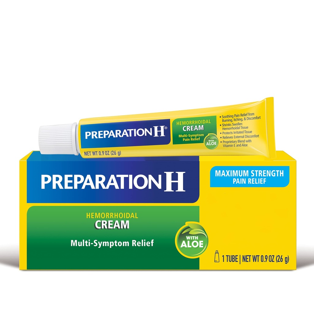 Preparation H Hemorrhoid Symptom Treatment Cream, Maximum Strength Multi-Symptom Pain Relief 0.9 Oz