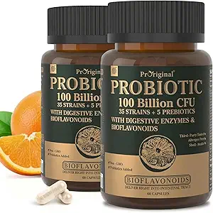 Erkekler ve Kadınlar için Prebiyotikler ile Probiyotikler - Gut & Digestive Health için 35 Strains Organik Probiyotik 100 Milyar CFU, Vegan Acidofilius Probiyotiks Supplement, Non-GMO Raw Probiyotik 120 Caps