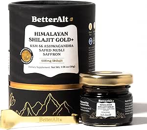 Better Alt Pure Himalaya Shilajit Gold+(30gm)|Enhances Recovery & Boosts Strength|16.000 ft Sourced Blend with Ashwagandha, Safed Musli,Gokshura|Shilajit gold for men & women|Vegan & Lab Tested-600 mg