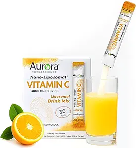 Aurora Nutrascience Nano-Pack Liposomal Vitamin C Toz İçecek Mix, Immune Support, High Strength 3.000 mg In Service, 30 Single Serve Packets, Orange