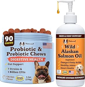 Natural Dog Company Wild Alaskan Salmon Oil & Probiyotik Chews for Dogs Sche: Salmon Oil & Probiyotiks - Tüm Breeds ve Boyutlar için Sağlıklı Cilt ve Ön ve Digestive Health Combo