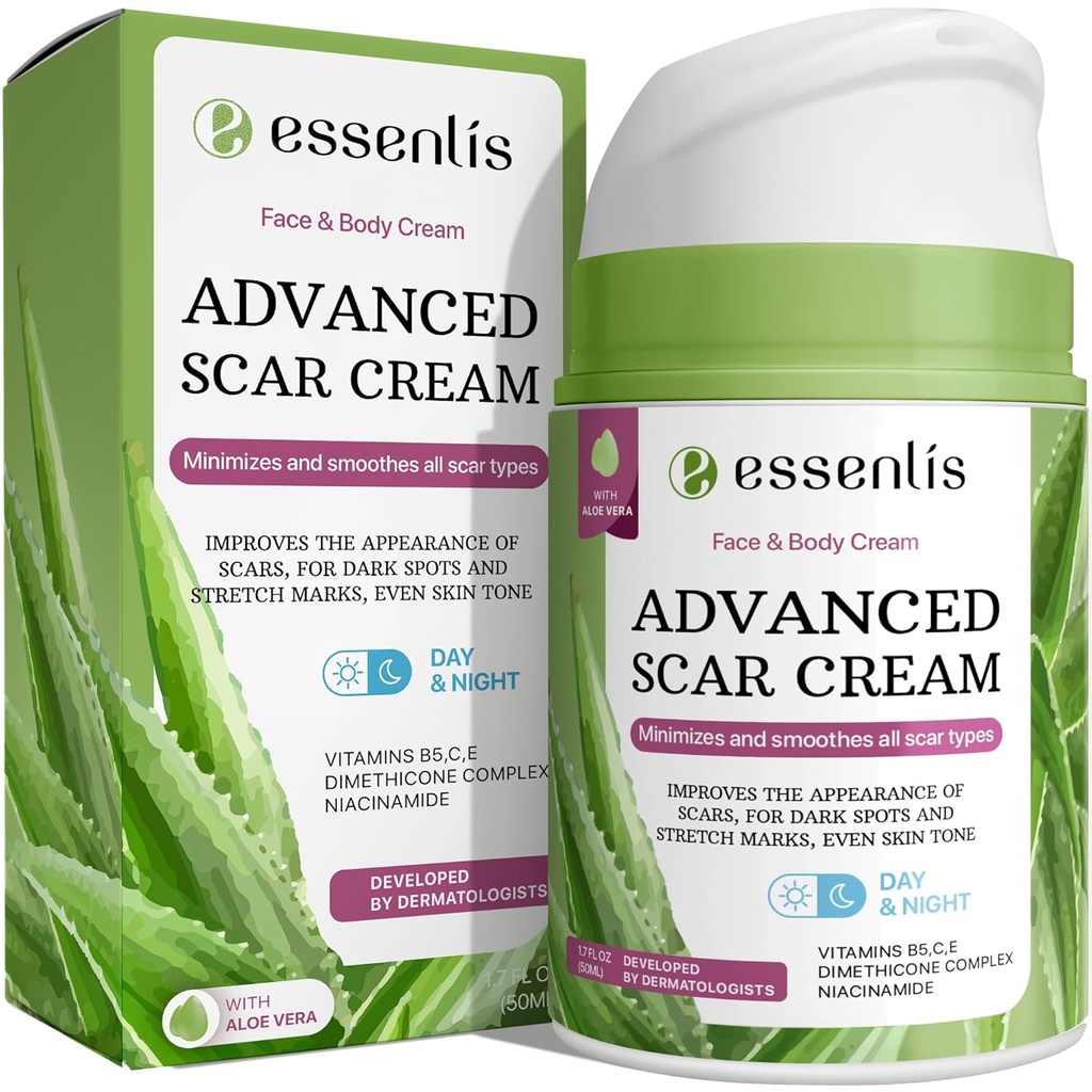Kadın ve Erkekler için Ağrısı, Yeni Eski Silahların Hızlı Onarımı, Spots, Burns All Natural Treatment with Vitamin E, B5, C, Aloe Vera, 1.7 Fl Oz Oz