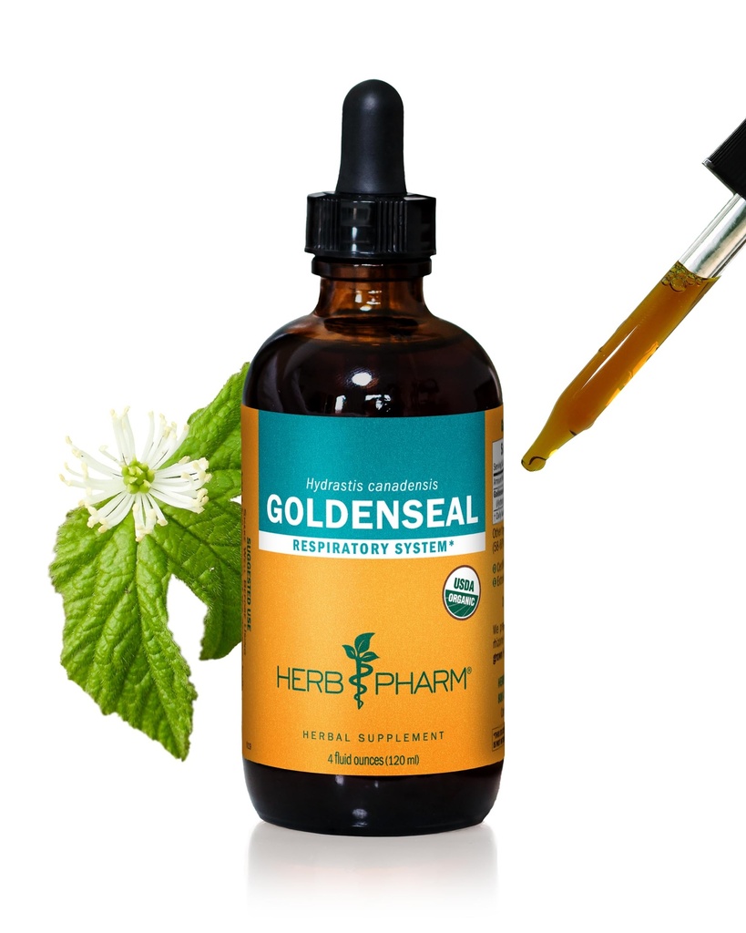 Herb Pharm Certified Organic Goldenseal Liquid Extract for Respiratory System Support, 4 Oz*