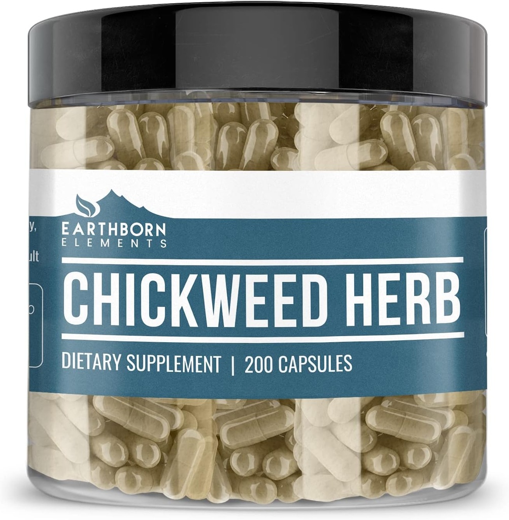 Earthborn Elements Chickweed Herb (200 Κάψουλες) Καθαρό, Χωρίς Φίλτρα ή Πρόσθετα
