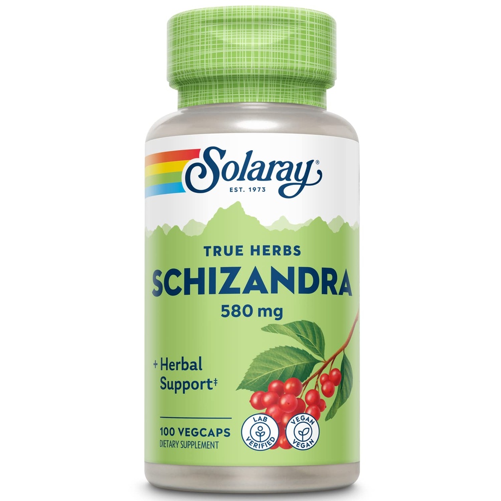 SOLARAY Schizandra 580 mg - Schisandra συμπλήρωμα για την υποστήριξη της υγείας και της ευεξίας του σώματος - με Schisandra Berry - Μη ΓΤΟ έργο Επαληθευμένο, Vegan, εργαστήριο Επαληθευμένο, 60 ημερών εγγύηση, 100 υπηρεσίες