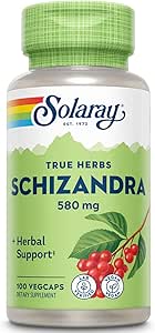 SOLARAY Schizandra 580 mg - Schisandra Supplement for Body Health and Wellness Support - Schisandra Berry - Non-GMO Project  Onaylanmış, Vegan, Lab Doğrulanmış, 60 Günlük Garanti, 100 Hizmet