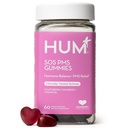 HUM Beslenme SOS PMS Gummies, PMS Support Supplement for Women, Support Rise Belirtileri, Bloating, Hormonal Denge, B6, Cranberry & Chasteberry Vitex, Gluten Free, 60 Vegan Gummies