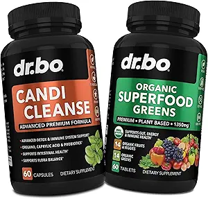 Candi Cleanse & Organic Superfood Greens & Fruit Supplements - Oregano Balance Control Support Supplement Cleanser - Daily Energy Super Food Fruits and Veggies Supplement Tablets Plus Vegetable Foods