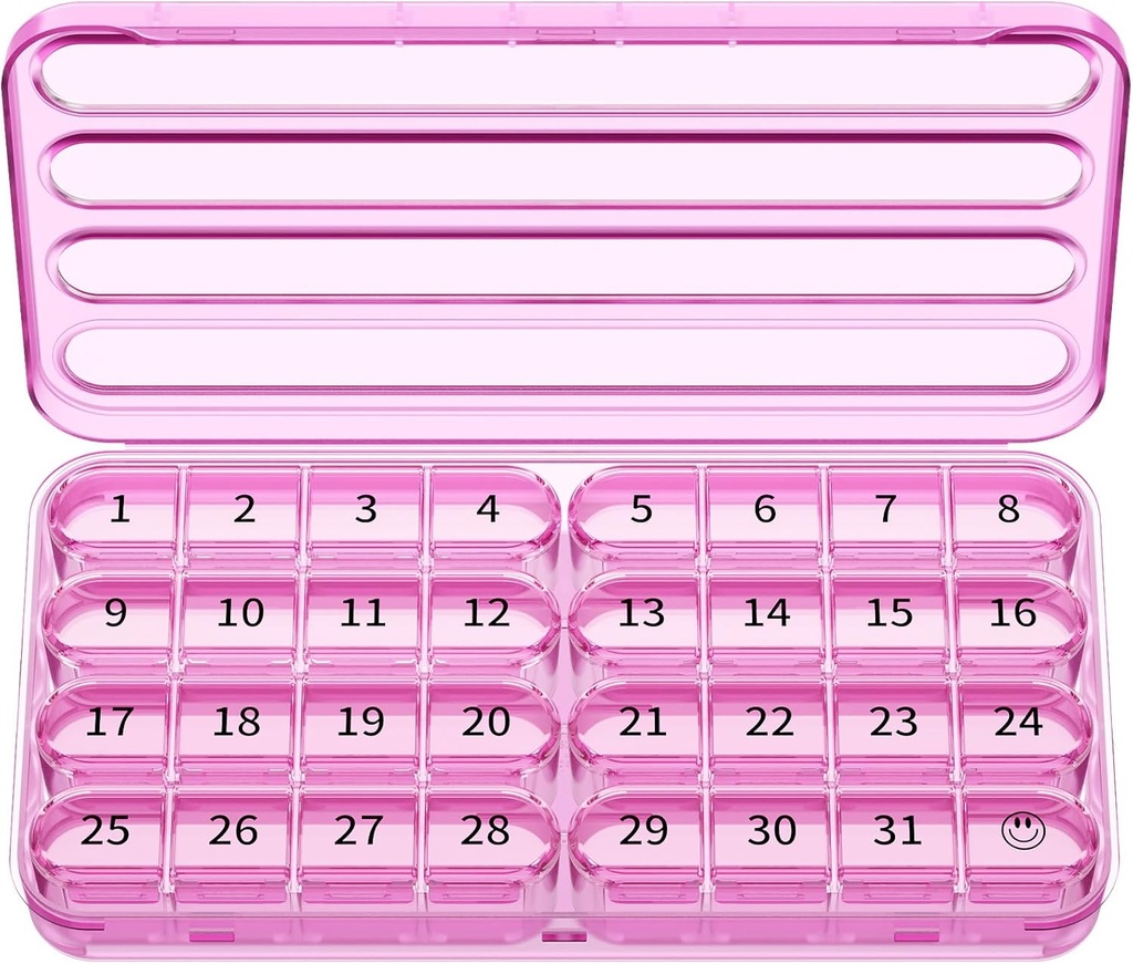 Zoxy Monthly Pill Organizer 1 Times a Day, 30 Day Pill Box Organizer,One Moon Pill Case for Travel, 31 Günlük Medcine Konteyner For Vitamins, Supplement & Drug (Purple)