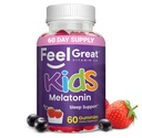 Great Kids Melatonin Gummy | Strawberry Flavored Melatonin Gummies Kids | 1 MG of Melatonin Sleep Aid for Kids | Vegan Gummies | 60 Day Supply