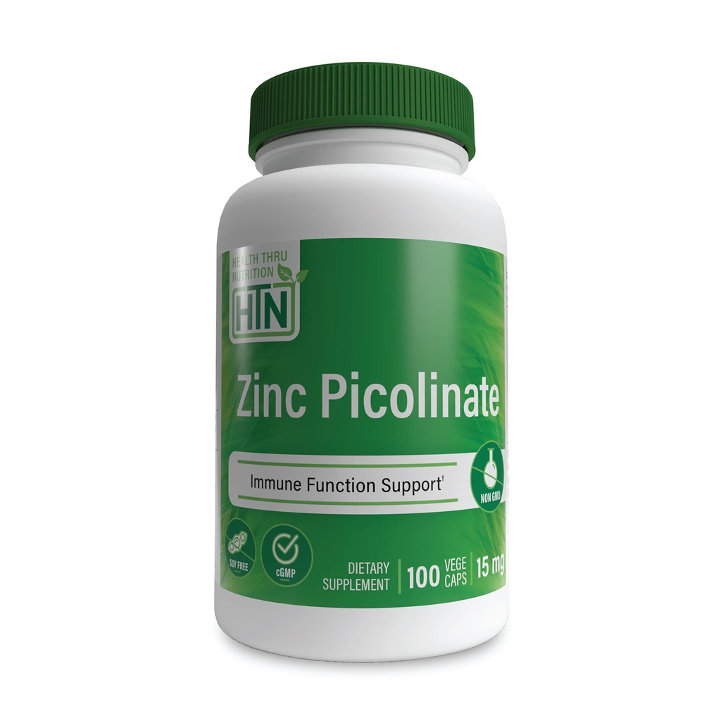 Zinc Picolinate 75mg Vegan | 15mg Elemental Zinc | Supports Healthy Immune and Enzyme Functions | 3rd Party Tested | Clean Label, Non-GMO, Gluten & Soy Free | by Health Thru Nutrition (Pack of 100)