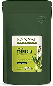 Banyan Botaniks Triphala Toz - Organik Digestion Supplement with Amla, Haritaki & Bibhitaki – Digestion, Colon Support & Health Gut Microbiome* – 1/2 lb – Non-GMO Sustainable Sourced Vegan